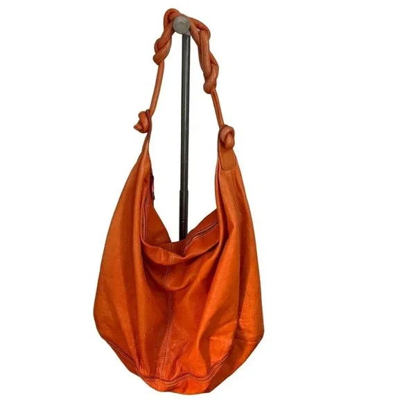 Sissirossi Orange Leather Shoulder Bag - Picture 3 of 11